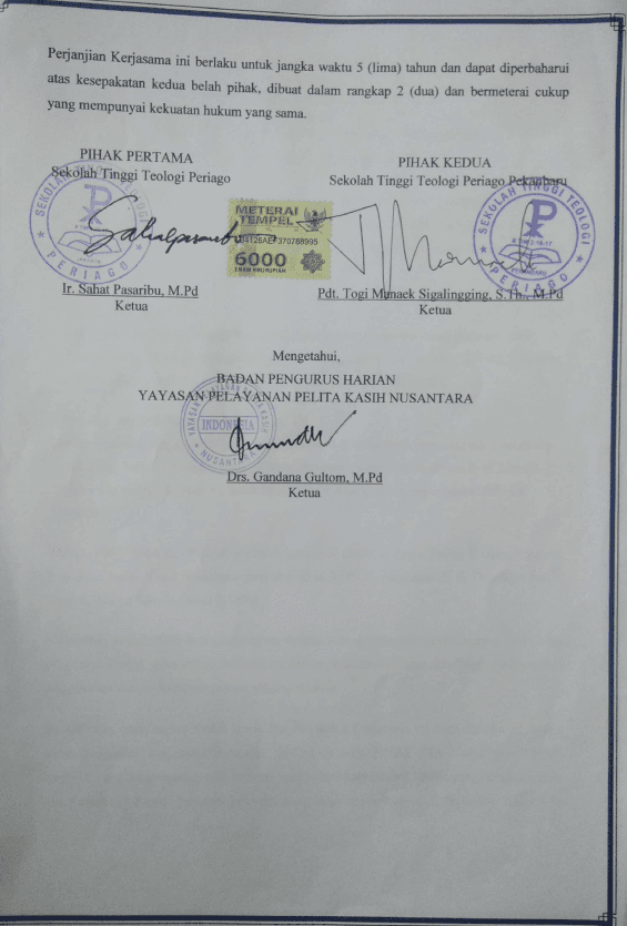 MoU STT Periago – STT Periago Pekanbaru