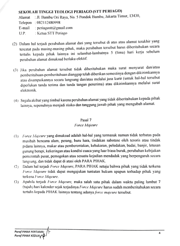 Memorandum Of Understanding (MOU) STT Periago – Universitas Kristen Indonesia